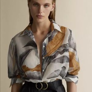 Massimo Dutti button down shirt Palms SZ 2